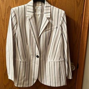 White with Black Pinstripes Blazer